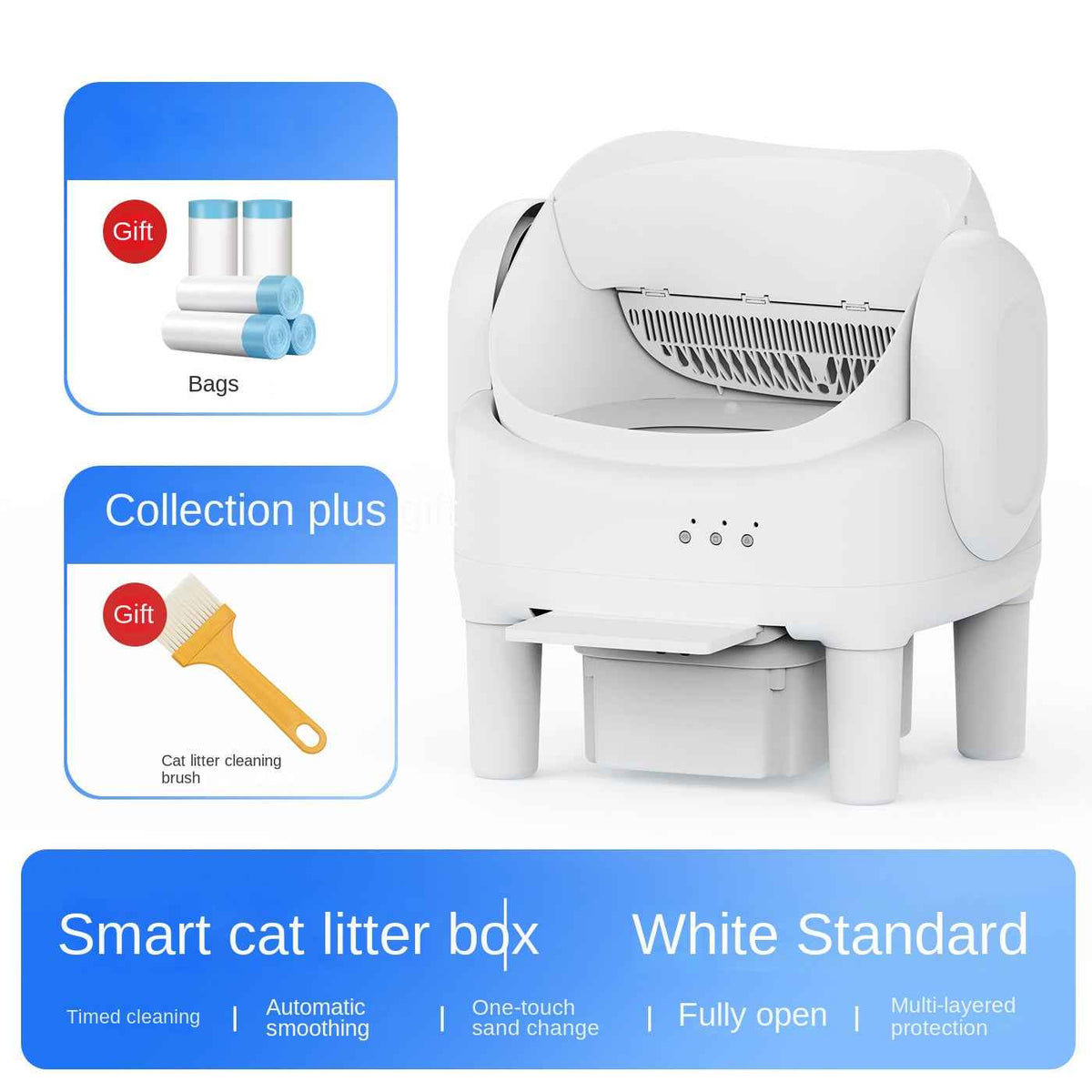 Smart Automatic Cat Litter Box with Open Design, Electric Self-Cleaning, Auto Scoop, Full-Size Intelligent Cat Toilet by eprolo