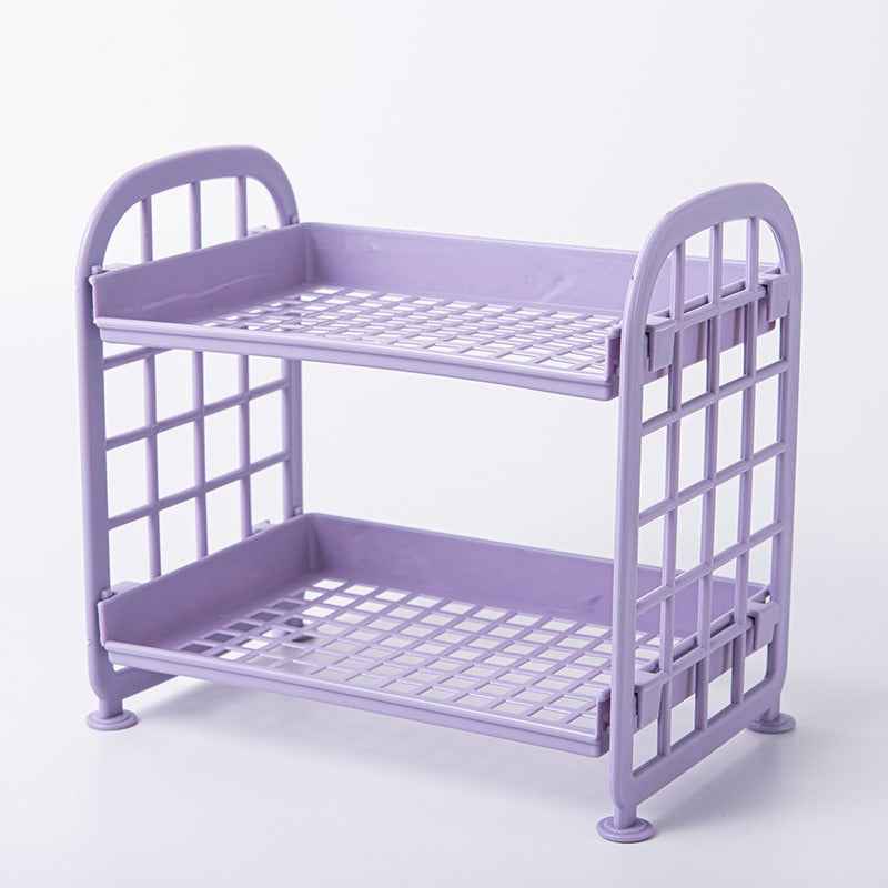 Double Storage Rack Kitchen Small Shelf Desktop Storage Rack Bathroom Sink Plastic Organizing Rack by eprolo