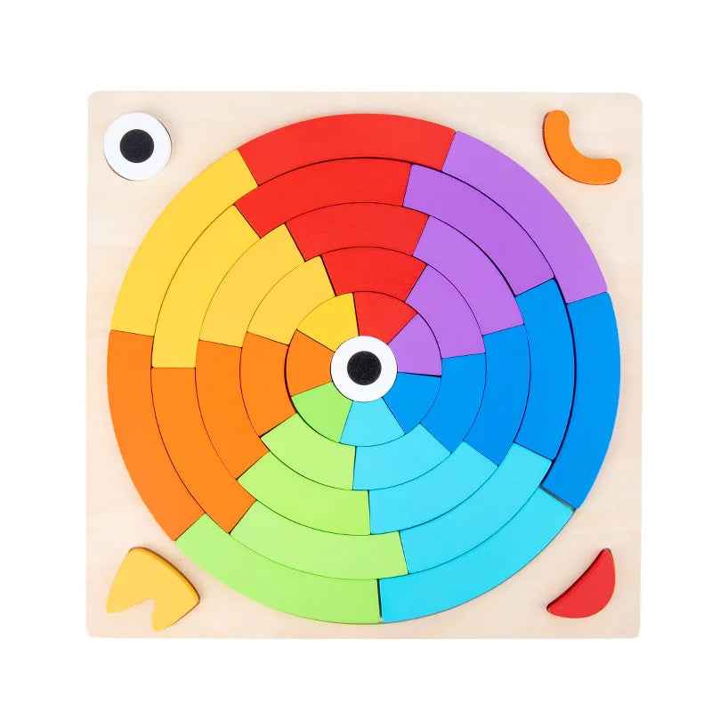 Children's puzzle blocks puzzle boards rainbow colors shape recognition early education puzzle toys tabletop games by eprolo
