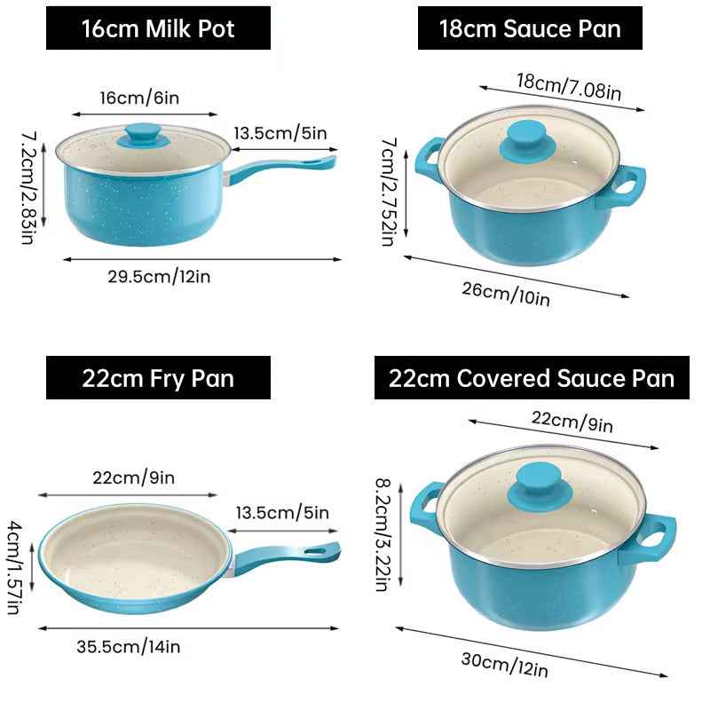 13-Piece Premium Non-Stick Cookware Set: Frying Pans, Casserole, Wok, Multi-Func, Stylish, Durable, Outdoor-Ready by eprolo