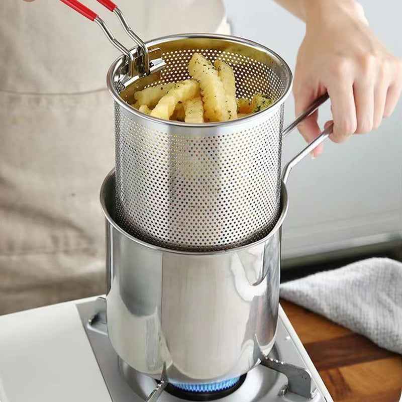 Oil Fryer, Household Deep Pot, Stainless Steel Gas Mini Pot, Japanese Style, with Filter Screen, Oil Saving Small Fryer by eprolo