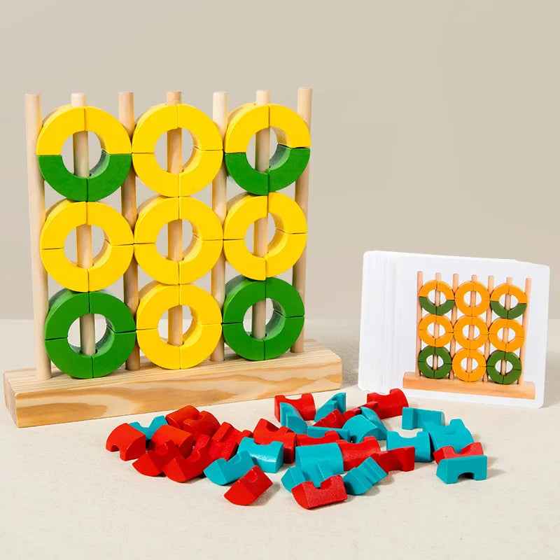 Children's early education toys Ring rainbow wooden blocks thinking training hand eye coordination disc breakdown Jenga by eprolo