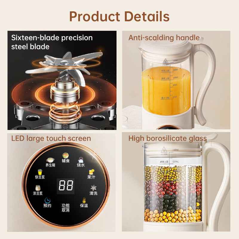 1.4L Nuts Milk Maker, Juicer and Soy Milk Machine with 16 Blades for Plant-Based Drinks, Oatmeal, Almond, Grains, and Beverages by eprolo