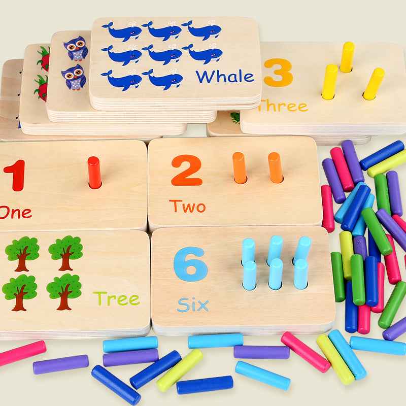 Montessori Sensory Early Education Mathematics Learning Stick Color Cognitive Matching Board Wooden Stick Game Puzzle Toy by eprolo