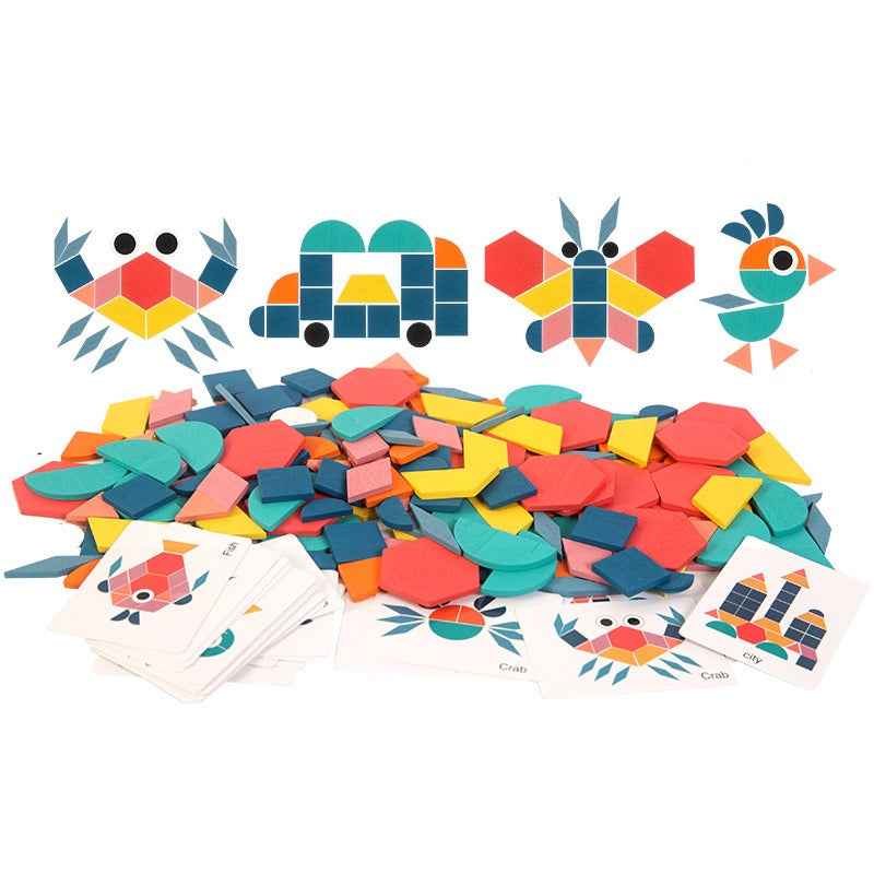 Educational Wooden Puzzles for Toddlers - 180-Piece Shape Matching Set for Fun Learning by eprolo