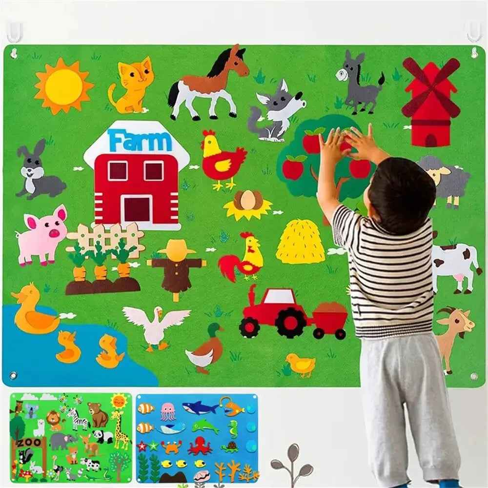 Felt Board Stories Set Montessori Ocean Farm Animal Family Interactive Preschool Education Early Learning Toddlers Toys by eprolo