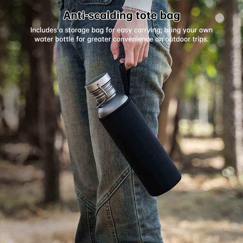 Pure Titanium Water Bottle, Lightweight Single-Wall Wide Mouth for Sports, Camping, Travel by eprolo