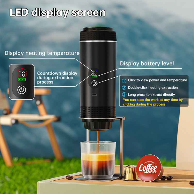 Portable Espresso Machine w/ Digital Display – 3-in-1 Capsule & Ground Coffee Maker for Travel, Camping & Office by eprolo