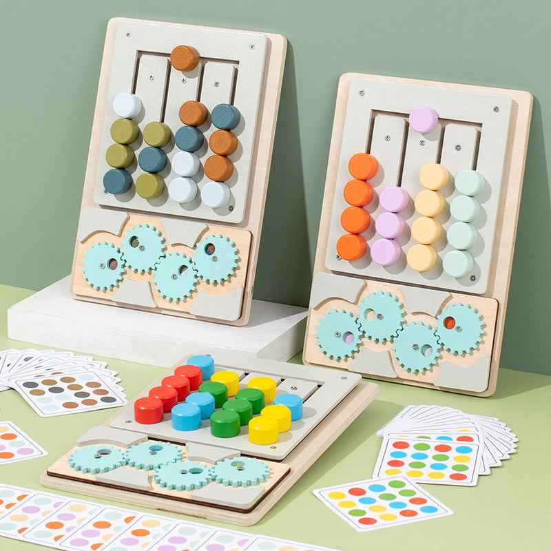 Wooden children's early education 2-in-1 four-color game color matching exercise wrist coordination puzzle toy by eprolo