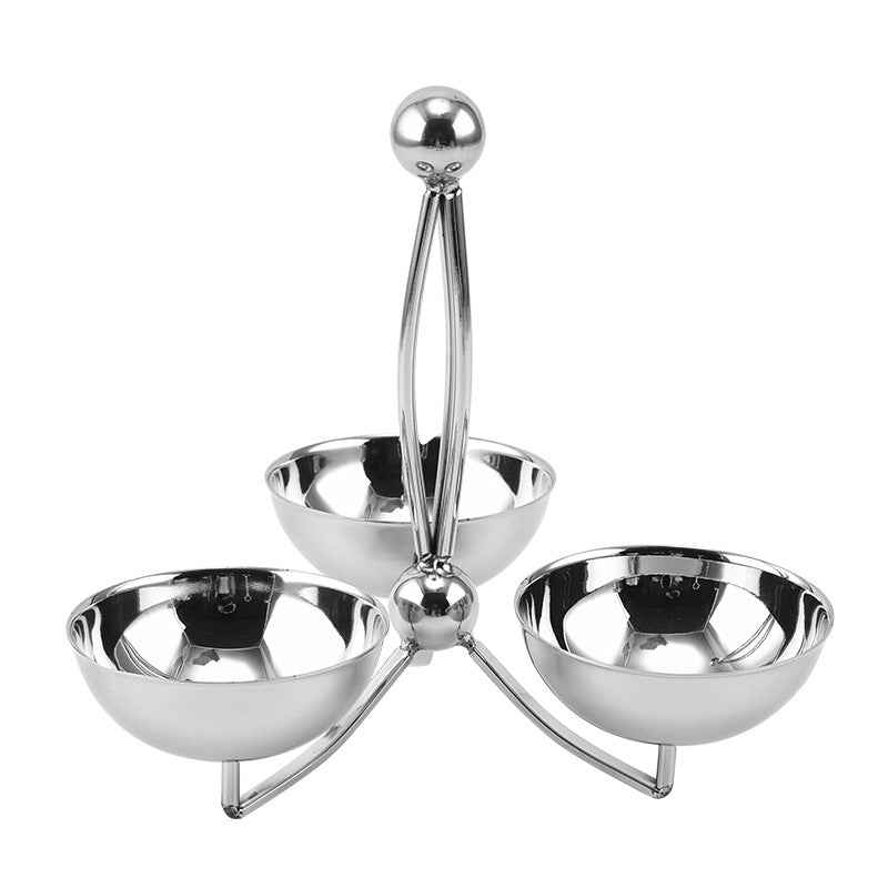 Stainless Steel Divided Serving Tray with Dip Bowls, Snack & Chip Dip Server Set, Condiment Display Stand by eprolo