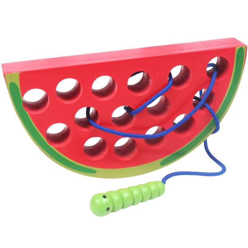 Insects Eat Apples 0.33 Threading Hands On Toys Children's Early Education Puzzle Wooden Toys Montessori Early Education Beads Threading Building Blocks Threading Game Building Blocks by eprolo