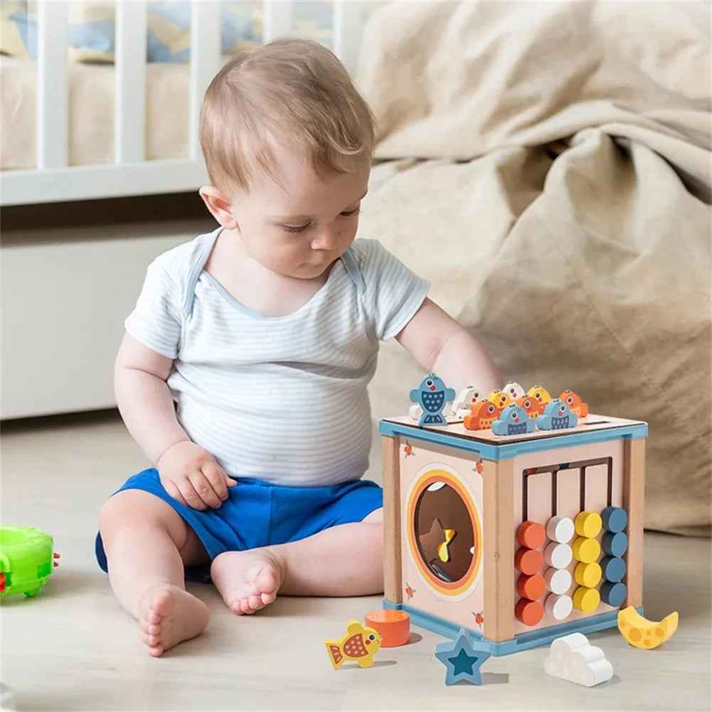 Montessori Early Education Busy Box Early Education Enlightenment Multi functional Fishing Matching Treasure Box Wooden Toys by eprolo