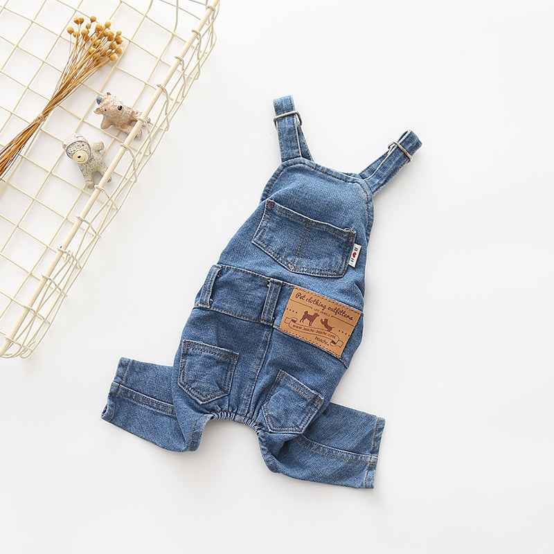 Washed Denim Comfortable Stretchy Jeans Pet Overalls by eprolo