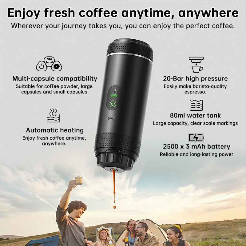 Portable Espresso Machine w/ Digital Display – 3-in-1 Capsule & Ground Coffee Maker for Travel, Camping & Office by eprolo