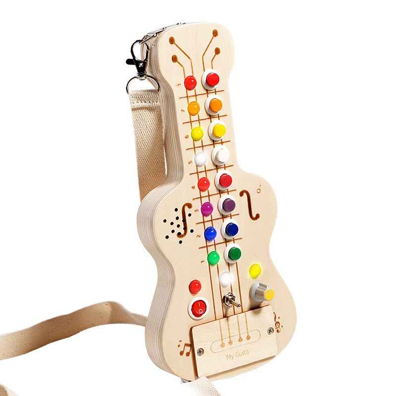 Wooden LED switch light melodic sound optoelectronic guitar busy board children's Montessori early education puzzle toy by eprolo