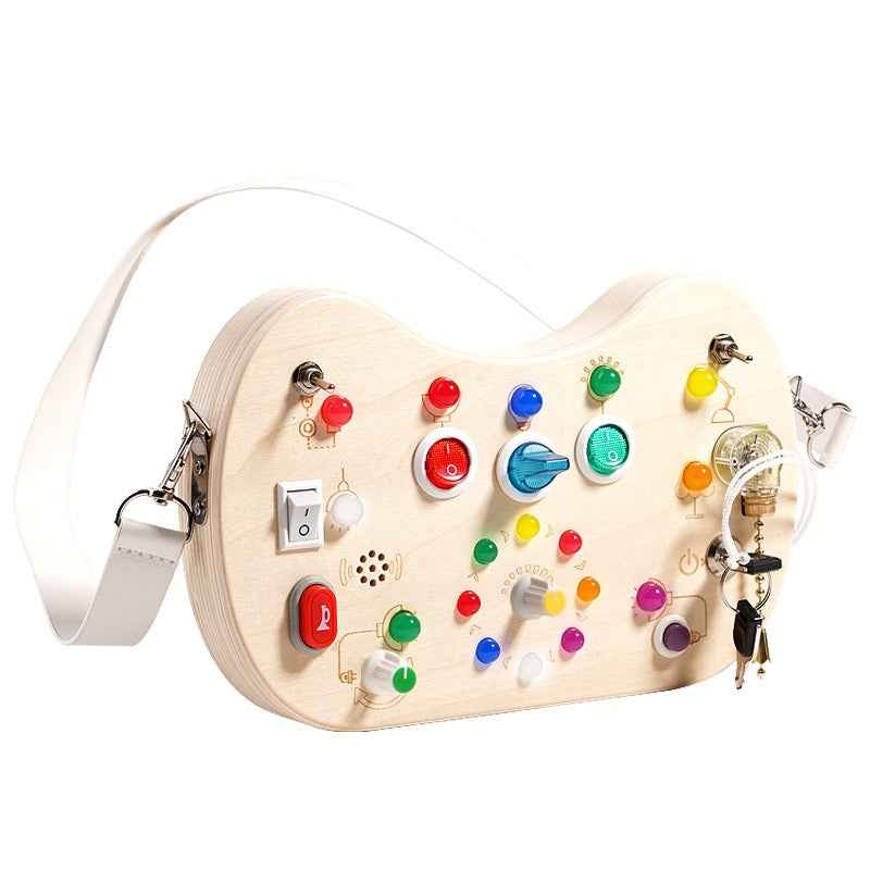 Wooden LED switch light melodic sound optoelectronic guitar busy board children's Montessori early education puzzle toy by eprolo