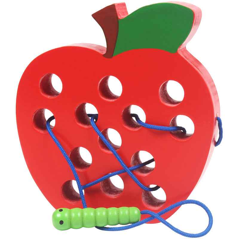 Insects Eat Apples 0.33 Threading Hands On Toys Children's Early Education Puzzle Wooden Toys Montessori Early Education Beads Threading Building Blocks Threading Game Building Blocks by eprolo