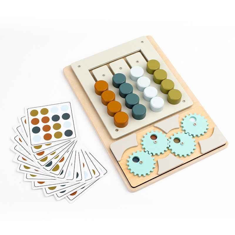 Wooden children's early education 2-in-1 four-color game color matching exercise wrist coordination puzzle toy by eprolo