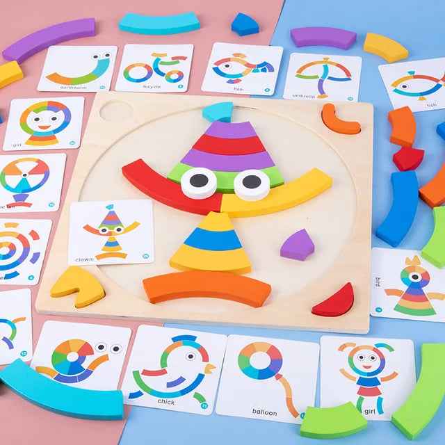 Children's puzzle blocks puzzle boards rainbow colors shape recognition early education puzzle toys tabletop games by eprolo