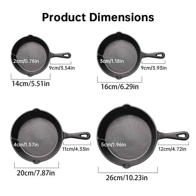 4-Pack Cast Iron Skillet Set – Non-Stick Frying Pans for Induction, Egg & Crepe Pan by eprolo