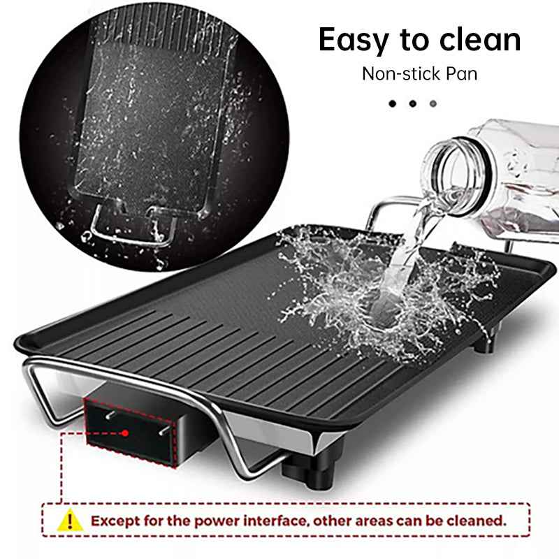 1500W Electric Teppanyaki Grill, Smokeless Non-Stick Griddle, Portable Tabletop BBQ Plate with Adjustable Temp by eprolo