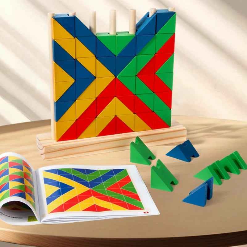 Children's early education toys Ring rainbow wooden blocks thinking training hand eye coordination disc breakdown Jenga by eprolo