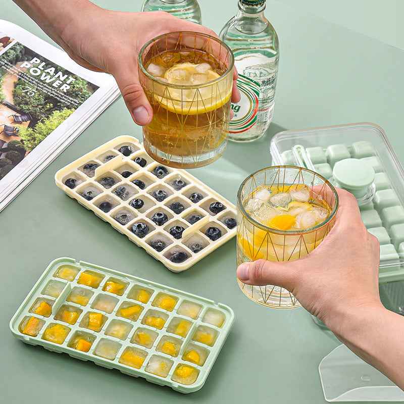 Press Type Ice Cube Ice Box Refrigerator Ice Cube Artifact Silicone Mold With Cover Household Sealed Food Grade Ice Maker by eprolo