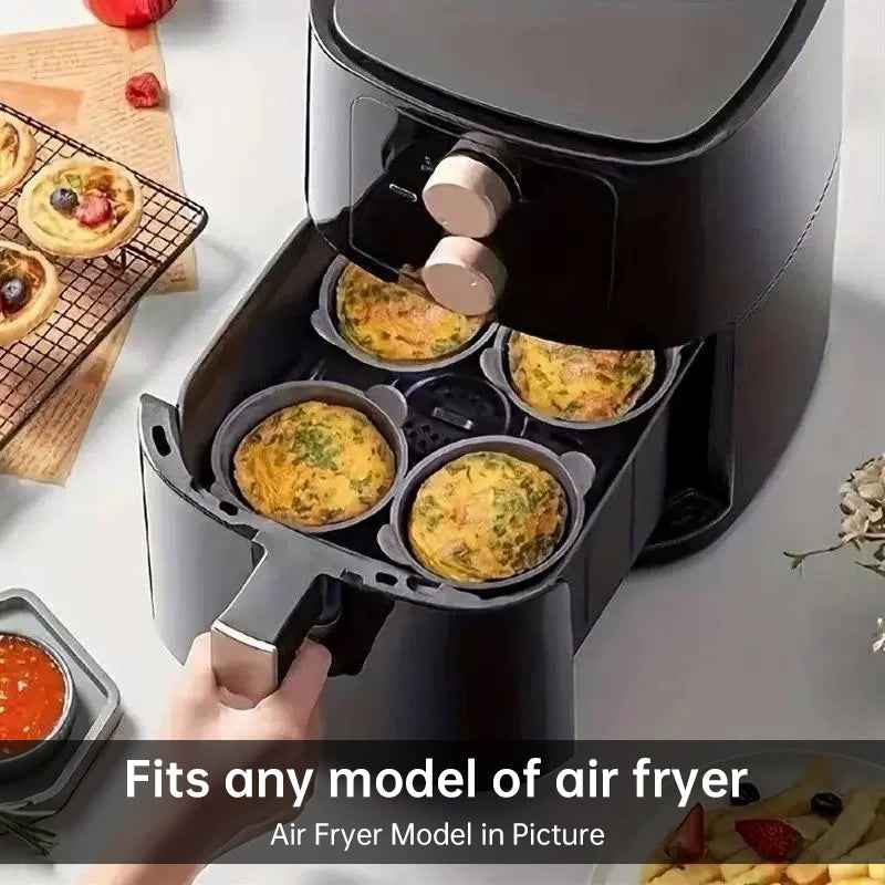 4-6 reusable silicone air fryer liners & baking cups – non-stick kitchen tools for eggs, cakes, meatballs. by eprolo