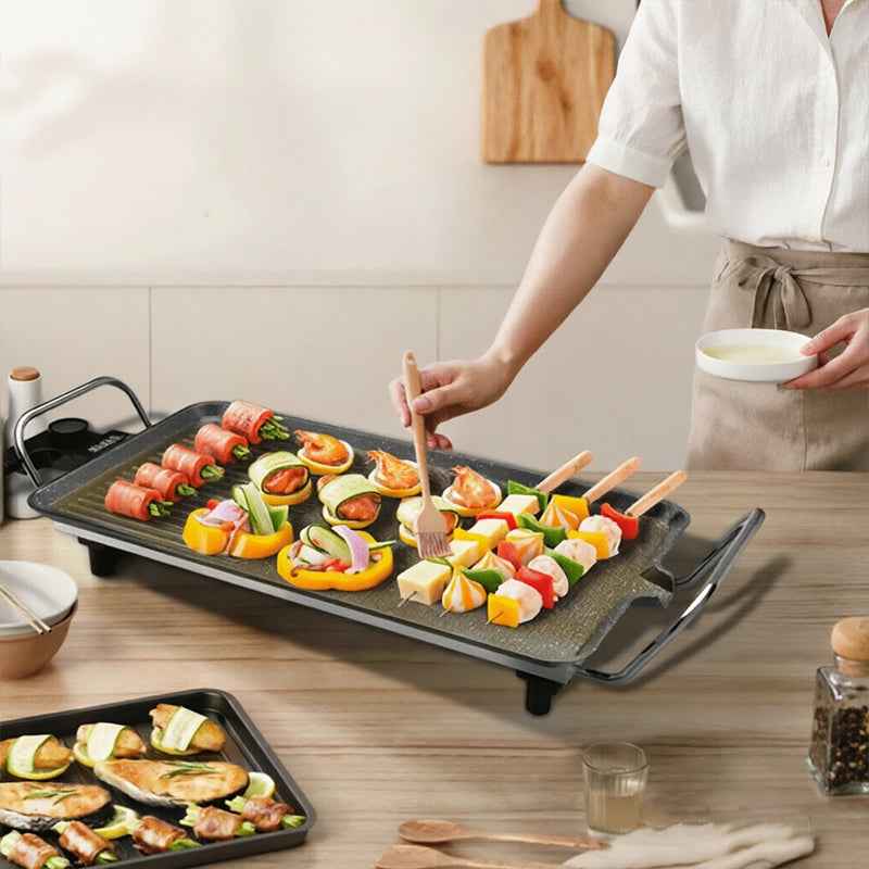 1500W Electric Teppanyaki Grill, Smokeless Non-Stick Griddle, Portable Tabletop BBQ Plate with Adjustable Temp by eprolo