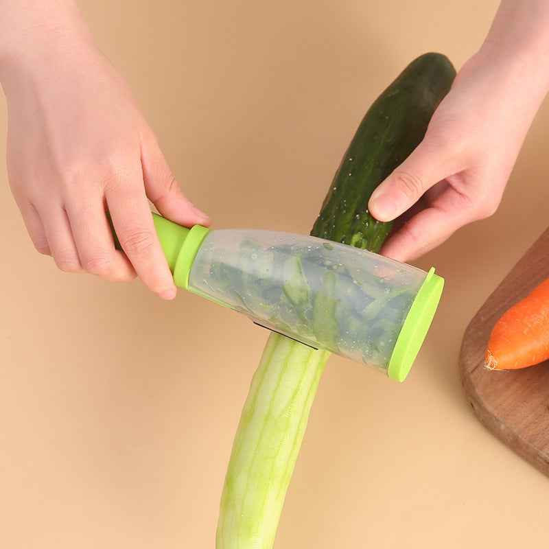 Peeler With Handle Roll Skin Tube Storage Box Apple Carrot Cucumber Stainless Steel Multi-Function Storage Type Peeling Knife by eprolo