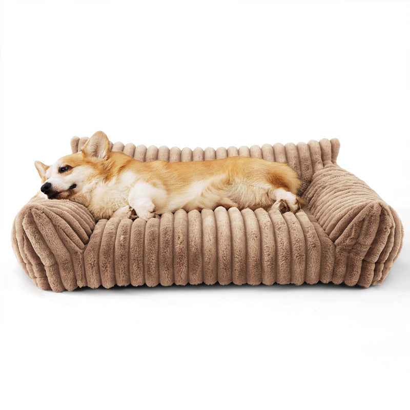 Pet Sofa with Removable Washable Cover, All-Season Pet Mattress with Rabbit Fur Plush Dog Bed by eprolo
