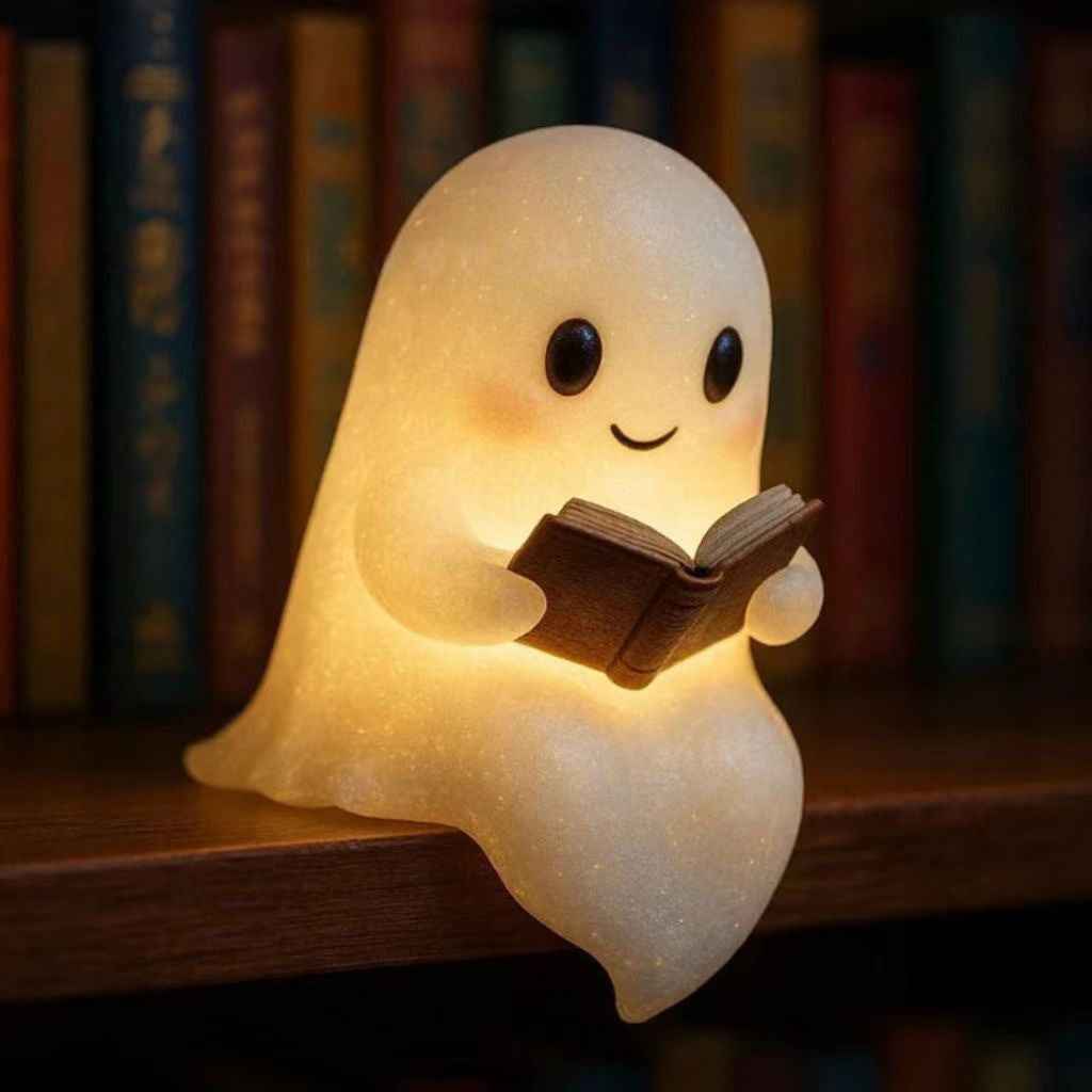 Enchanting Cute Ghost Book Lamp for Cozy Halloween Nights by eprolo