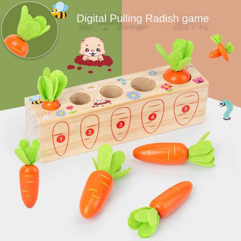 Wooden Fun Number Carrot Pulling Game Enlightenment Cognition 3-4 Year Old Early Education Toy by eprolo