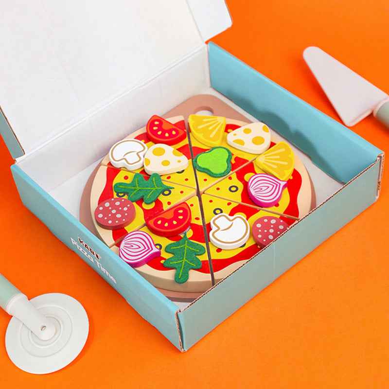 Children's early education puzzle play house simulation pizza fruits and vegetables joyful role-playing kitchen wooden toys by eprolo