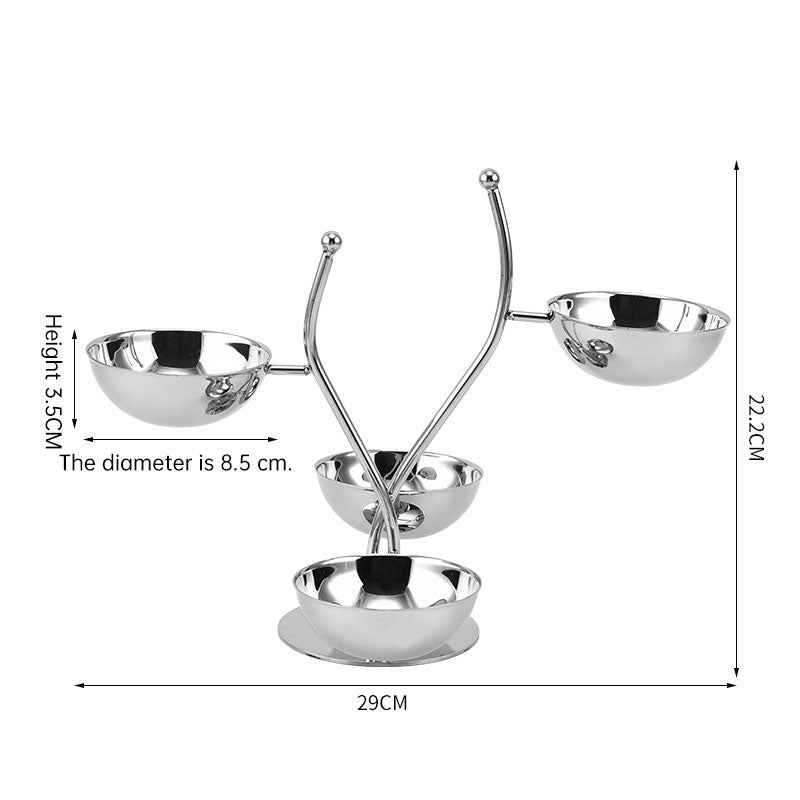Stainless Steel Divided Serving Tray with Dip Bowls, Snack & Chip Dip Server Set, Condiment Display Stand by eprolo