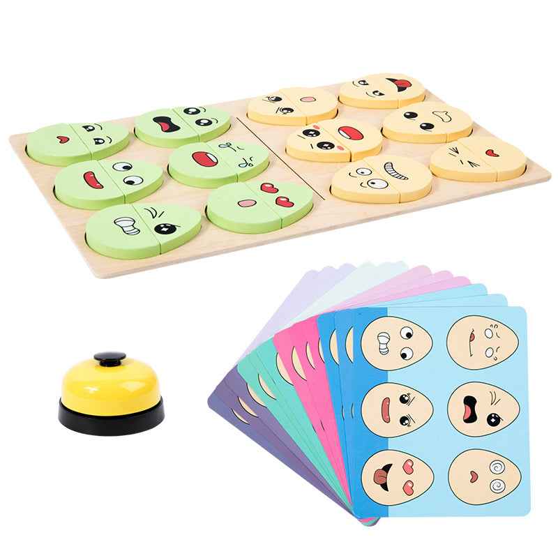 Wooden children's early education fun expression egg matching game, battle training interactive puzzle toy by eprolo