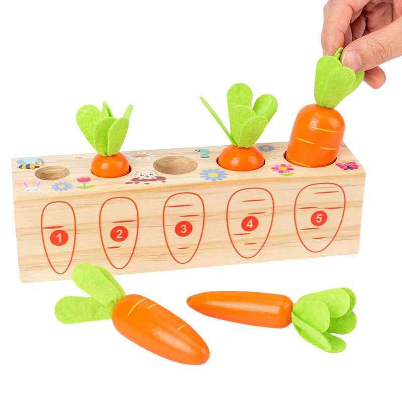 Wooden Fun Number Carrot Pulling Game Enlightenment Cognition 3-4 Year Old Early Education Toy by eprolo