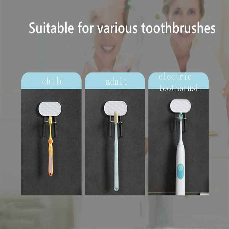 Toothbrush Holder Rack Self-adhesive Shaver Toothbrush Cup Space Saving Bathroom Stand Storage Stainless Steel Wall-mounted Rack by eprolo