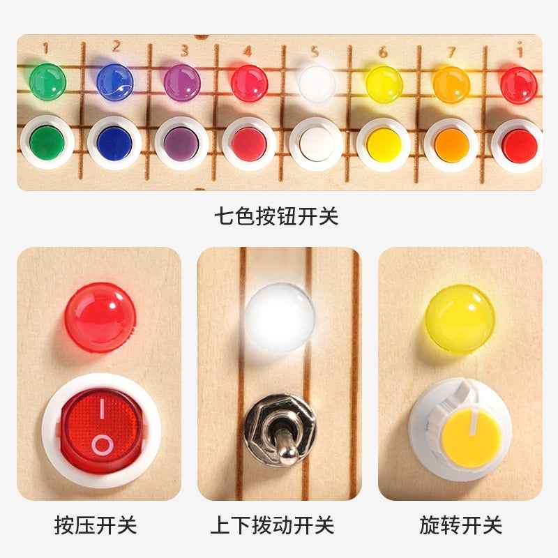 Wooden LED switch light melodic sound optoelectronic guitar busy board children's Montessori early education puzzle toy by eprolo