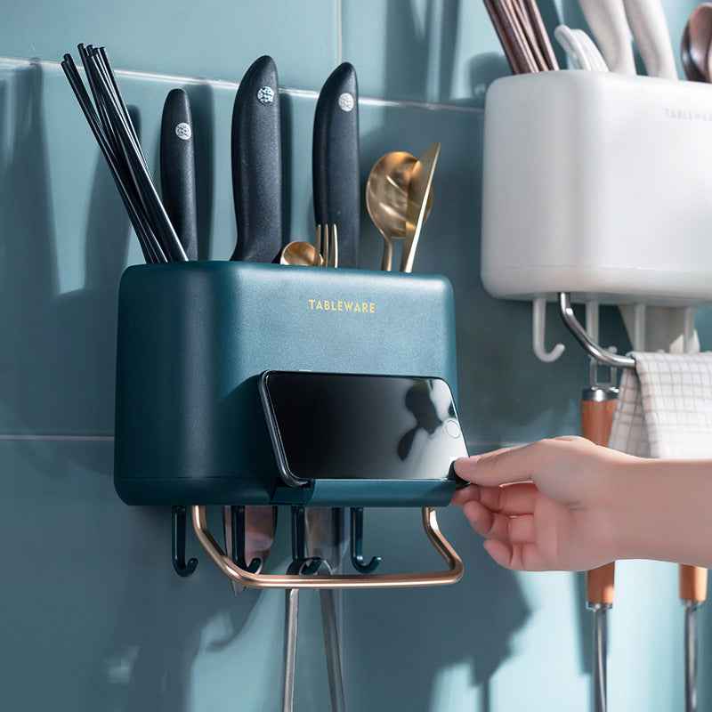 Wall-Mounted Chopsticks Cage Kitchen Chopsticks Multifunctional Storage Basket Storage Rack by eprolo