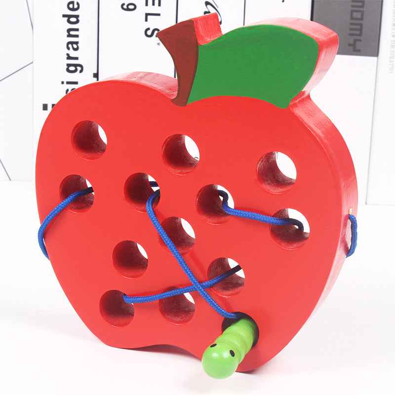 Insects Eat Apples 0.33 Threading Hands On Toys Children's Early Education Puzzle Wooden Toys Montessori Early Education Beads Threading Building Blocks Threading Game Building Blocks by eprolo