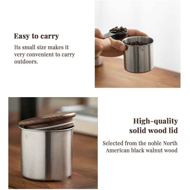 New Stainless Steel Matcha Tea Canister 380ml 560ml with Wood Lid – Sugar Caramel Storage Jar by eprolo