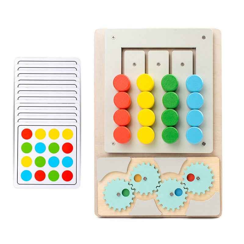 Wooden children's early education 2-in-1 four-color game color matching exercise wrist coordination puzzle toy by eprolo