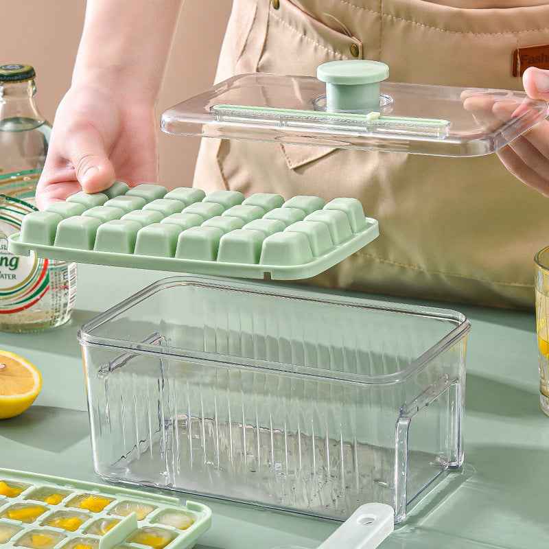 Press Type Ice Cube Ice Box Refrigerator Ice Cube Artifact Silicone Mold With Cover Household Sealed Food Grade Ice Maker by eprolo