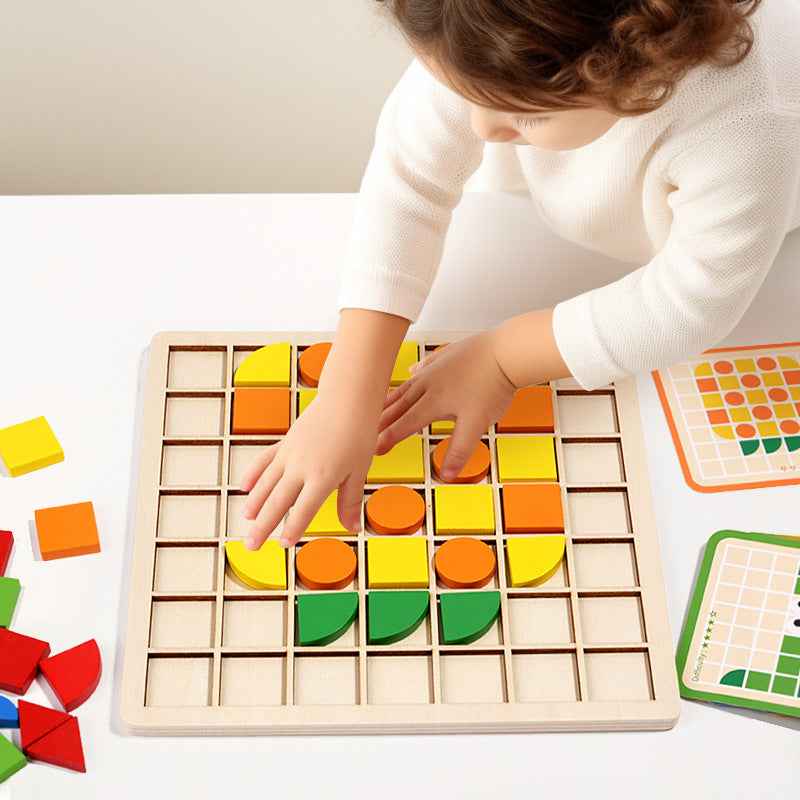 Wooden children's mosaic 3D building blocks, three-dimensional puzzle, children's color cognition, early education and puzzle game by eprolo