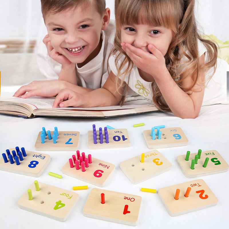 Montessori Sensory Early Education Mathematics Learning Stick Color Cognitive Matching Board Wooden Stick Game Puzzle Toy by eprolo
