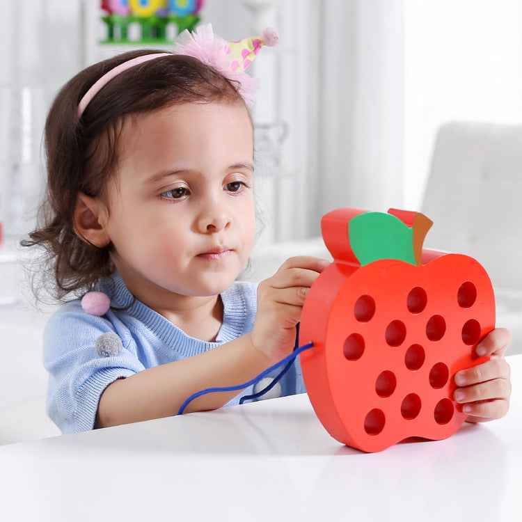 Insects Eat Apples 0.33 Threading Hands On Toys Children's Early Education Puzzle Wooden Toys Montessori Early Education Beads Threading Building Blocks Threading Game Building Blocks by eprolo