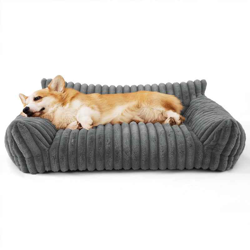 Pet Sofa with Removable Washable Cover, All-Season Pet Mattress with Rabbit Fur Plush Dog Bed by eprolo