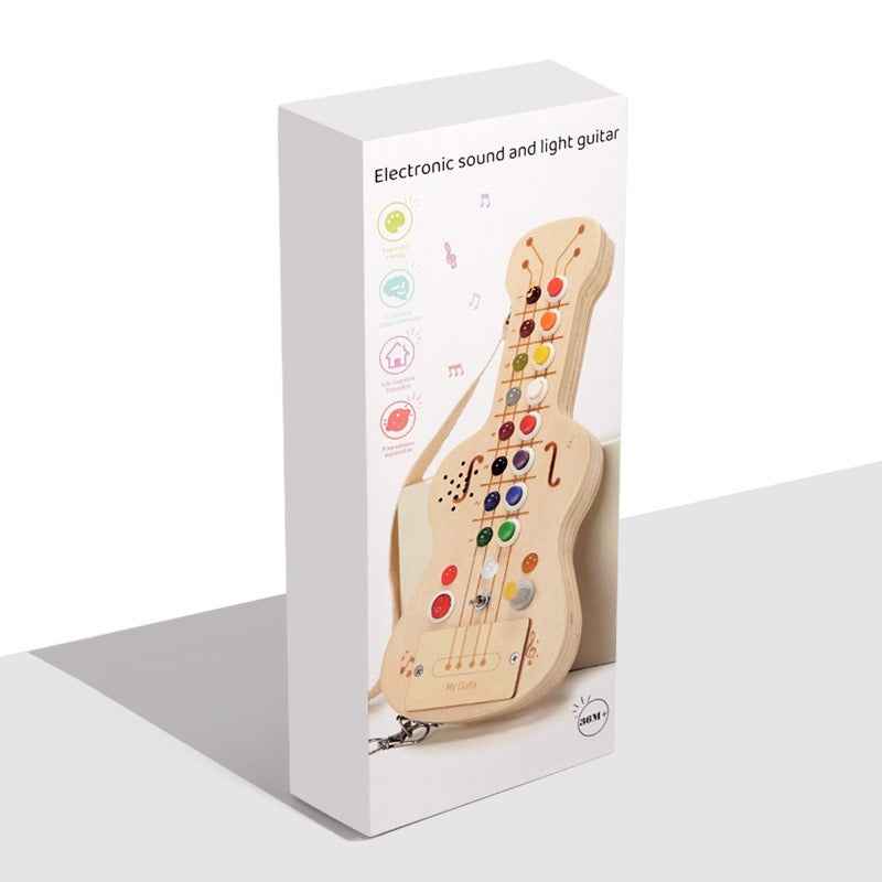Wooden LED switch light melodic sound optoelectronic guitar busy board children's Montessori early education puzzle toy by eprolo