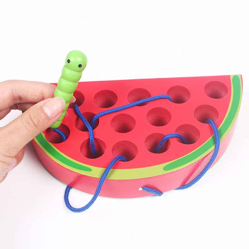 Insects Eat Apples 0.33 Threading Hands On Toys Children's Early Education Puzzle Wooden Toys Montessori Early Education Beads Threading Building Blocks Threading Game Building Blocks by eprolo